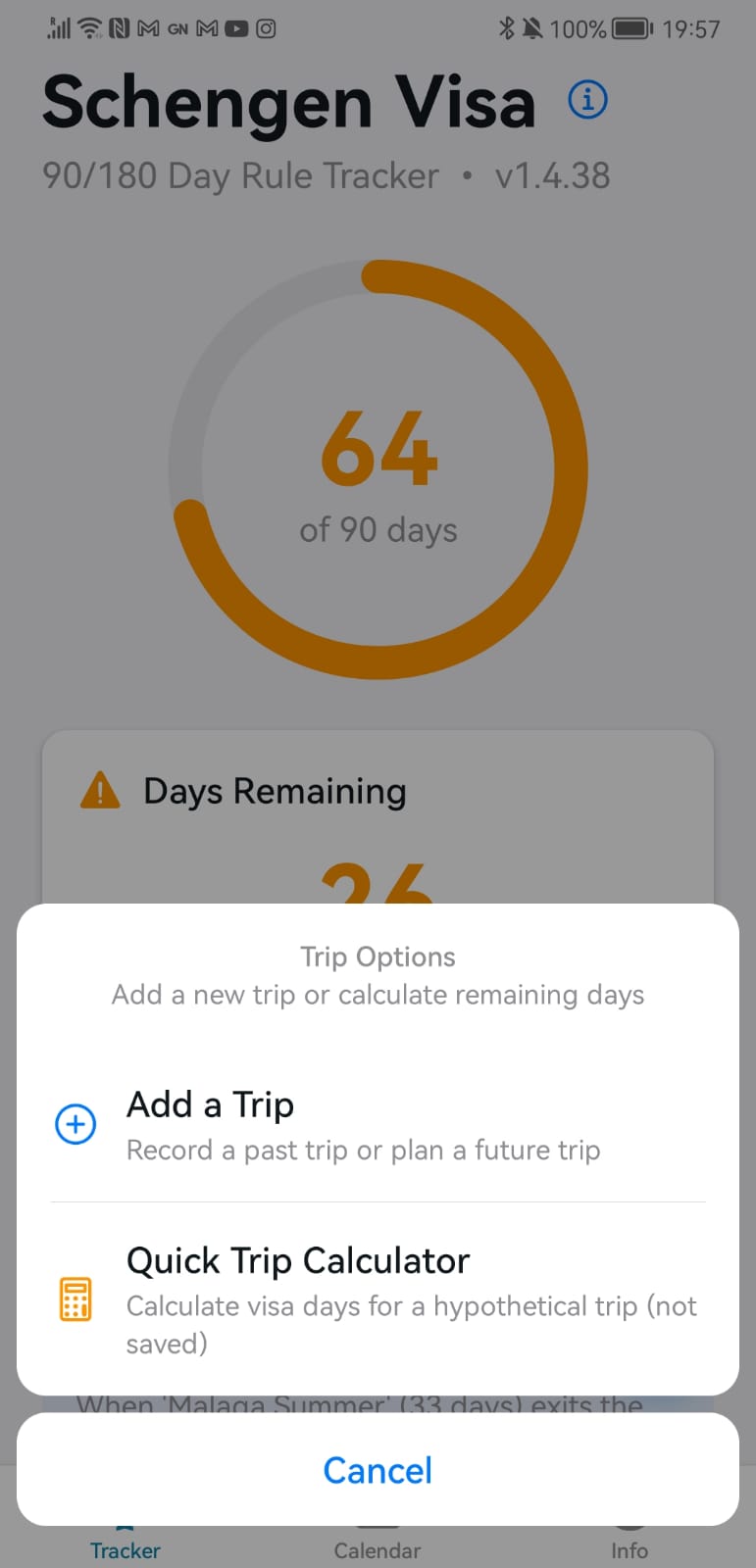Add Trip Options